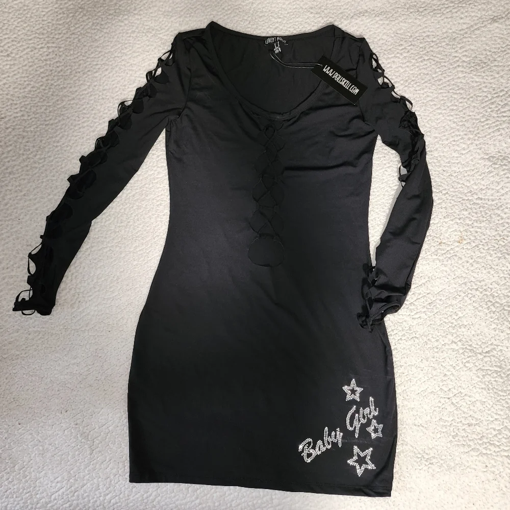 NWT Dolls Kill Sexxy Baby Girl, Cut Up Mini Dress - Picture 7 of 16